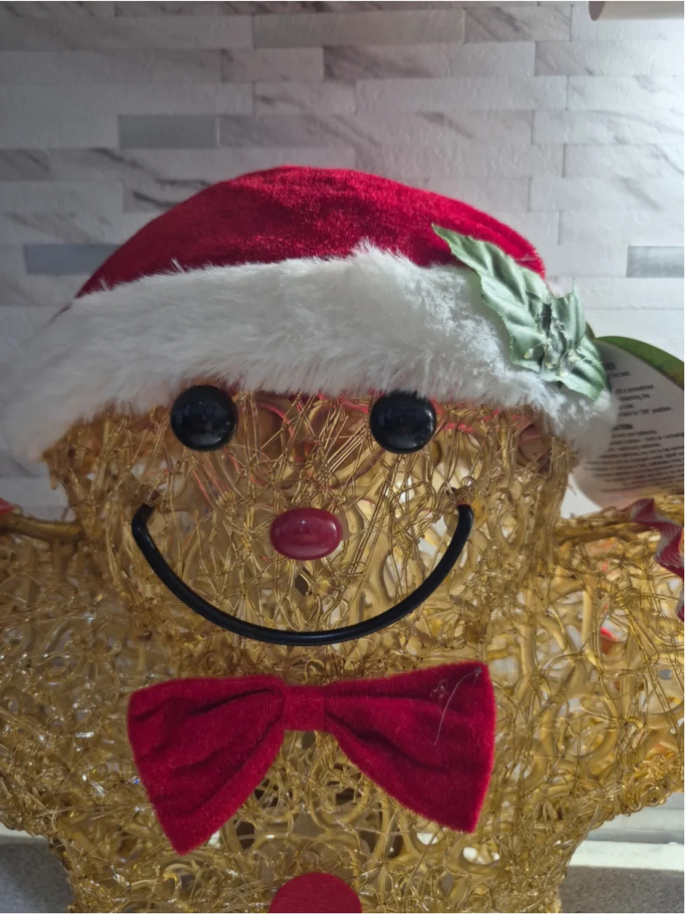 American Home Classics Light-Up Gingerbread Man Decor One Size Gold Red